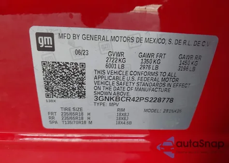 2023 Chevrolet Blazer Fwd 2Lt z USA, uszkodzony, nr VIN 3GNKBCR42PS228778